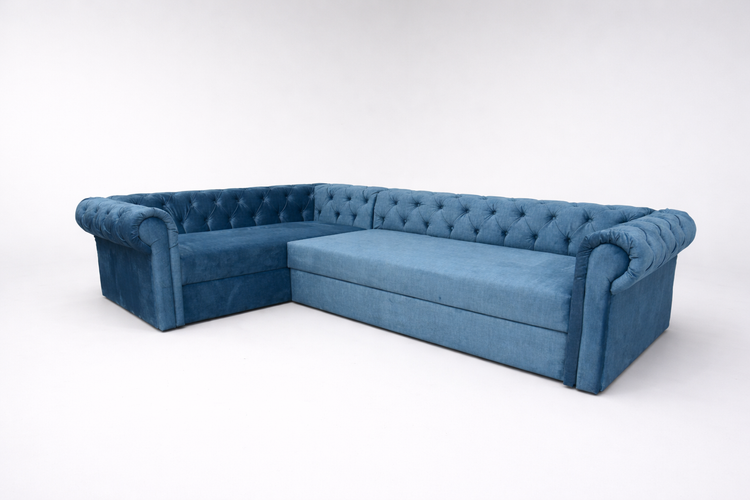 Coltar extensibil Chesterfield Round, pe comanda, 100+ culori