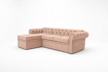 Coltar extensibil cu sezlong Chesterfield Round, pe comanda, 100+ culori
