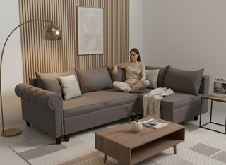 Coltar extensibil Abby park 3 fara insula, la comanda, 100+ culori, cu picioare