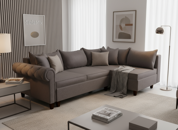 Coltar extensibil Abby park 3 fara insula, la comanda, 100+ culori, cu picioare