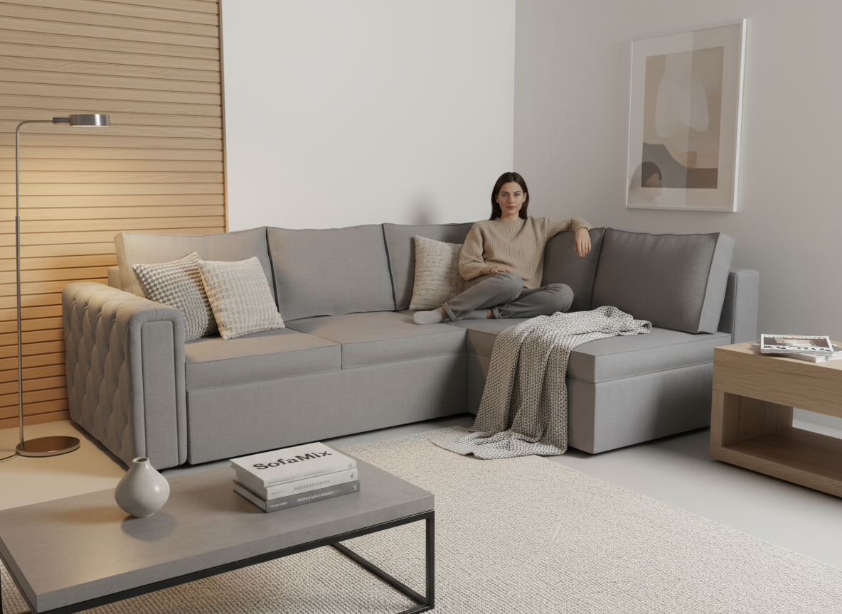 Coltar extensibil Cecelia park 3 fara insula, la comanda, 100+ culori - SofaMix.ro