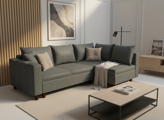 Coltar extensibil Maisie park 3 fara insula, la comanda, 100+ culori, cu picioare