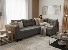 Coltar extensibil Reyna park 3 fara insula, la comanda, 100+ culori, cu picioare - SofaMix.ro