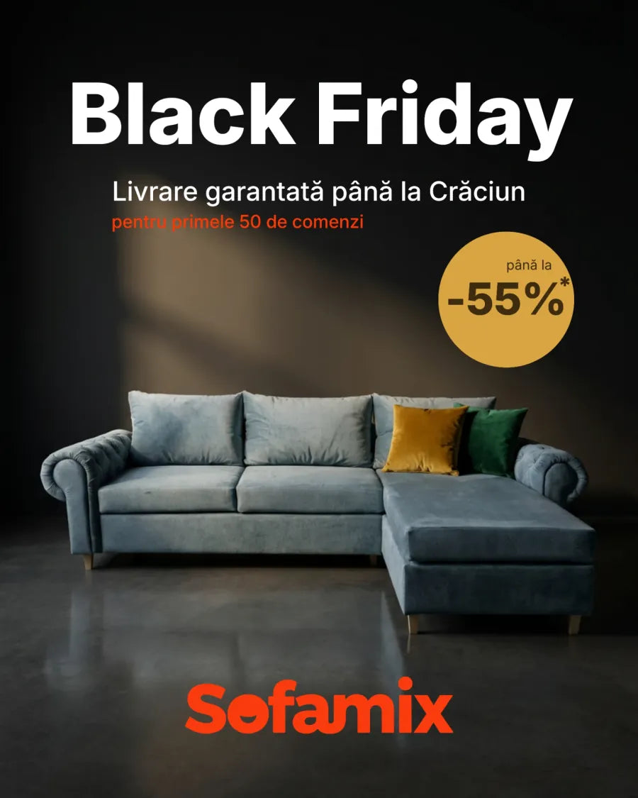 Black Friday SofaMix: livrare garantată până la Crăciun pentru primele 50 de comenzi, reduceri de până la 55%
